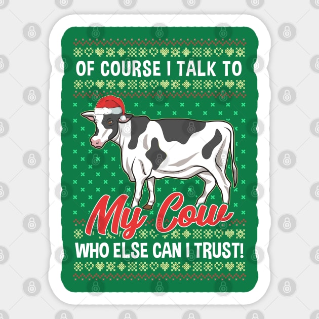 Christmas Cow Country Life Farm Humor Sticker by E